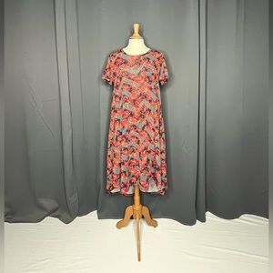 LULAROE Pullover Fit And Flair Floral High Low Cut Short Sleeve Dress.
